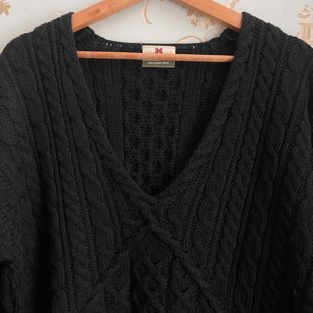 Carraig Donn Irish Cable Knit Fisherman Sweater Size XL Chunky Merino Wool - Picture 4 of 9